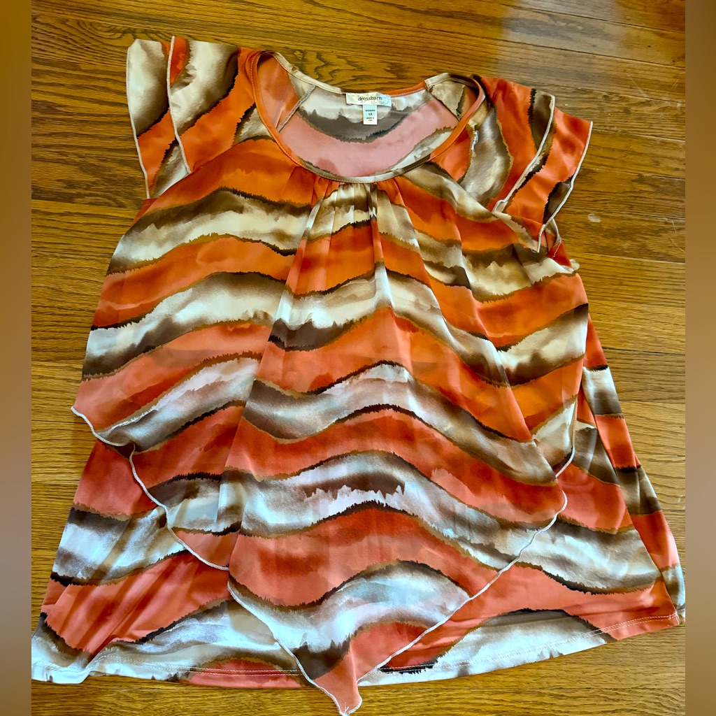 Dress Barn 1x Women's Flowy Fall Desert Silky Dress Office Shirt Top Blouse